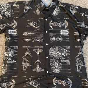 Star Wars vehicle blue print Hawaiian shirt